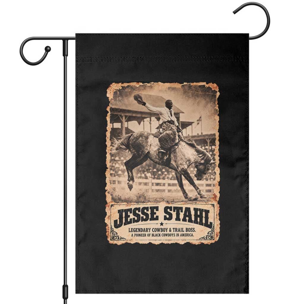 Jesse Stahl Black Cowboy History Garden Flag Vintage Rodeo Trail Boss Black History Month
