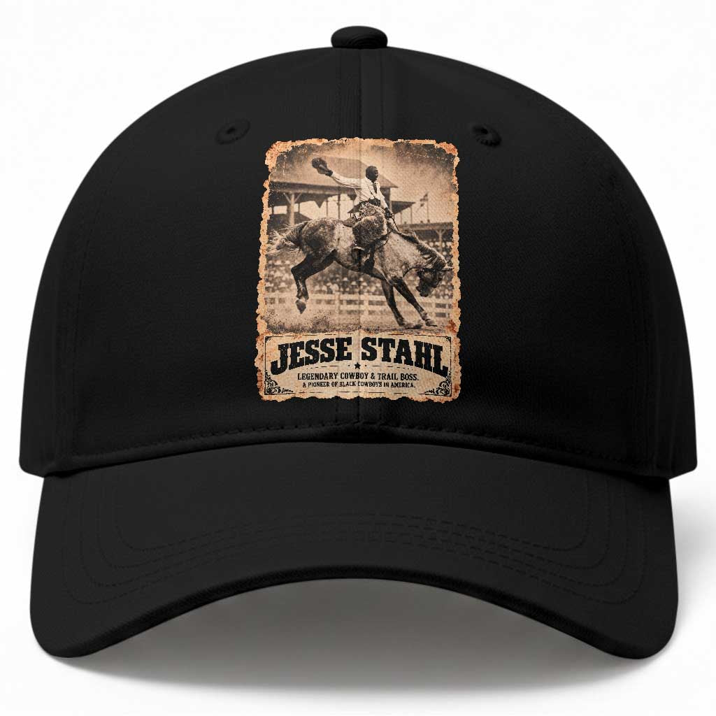 Jesse Stahl Black Cowboy History Baseball Cap Vintage Rodeo Trail Boss Black History Month