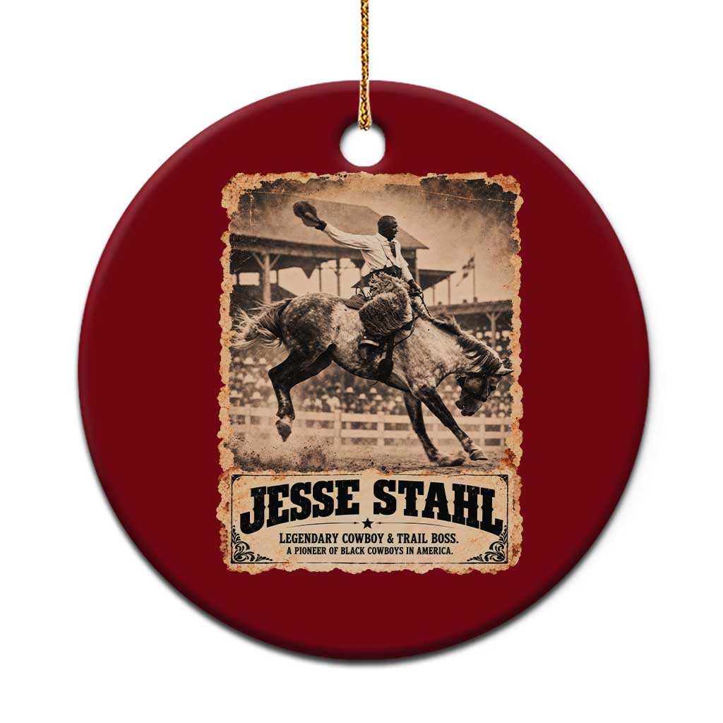 Jesse Stahl Black Cowboy History Ceramic Ornament Vintage Rodeo Trail Boss Black History Month