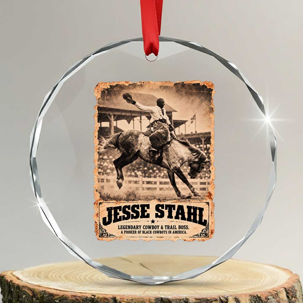 Jesse Stahl Black Cowboy History Crystal Glass Ornament Vintage Rodeo Trail Boss Black History Month