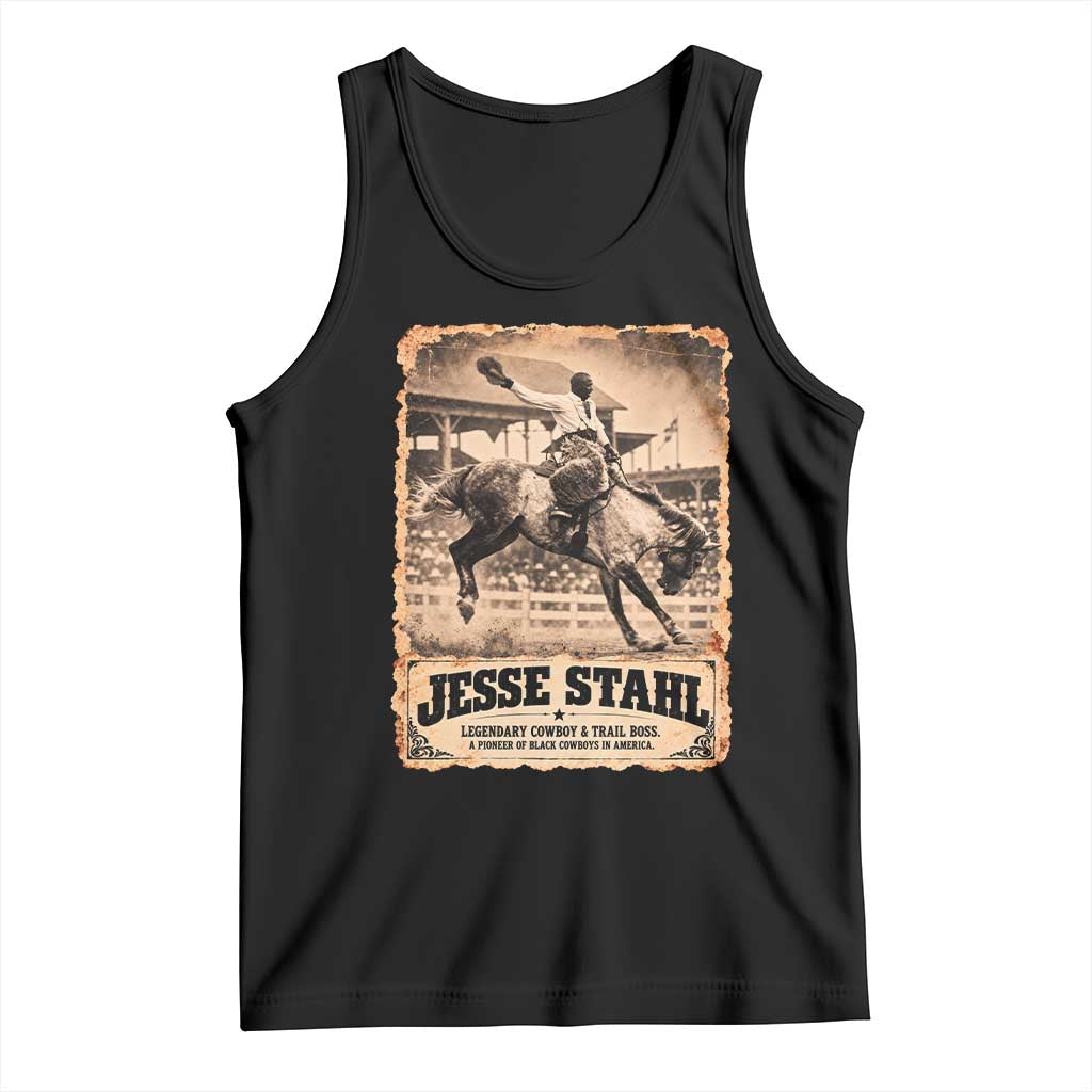 Jesse Stahl Black Cowboy History Tank Top Vintage Rodeo Trail Boss Black History Month