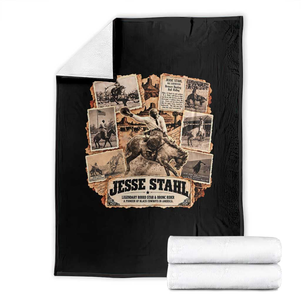 Jesse Stahl Vintage Black Cowboy Black History Month Throw Blanket Legendary Rodeo Star American West