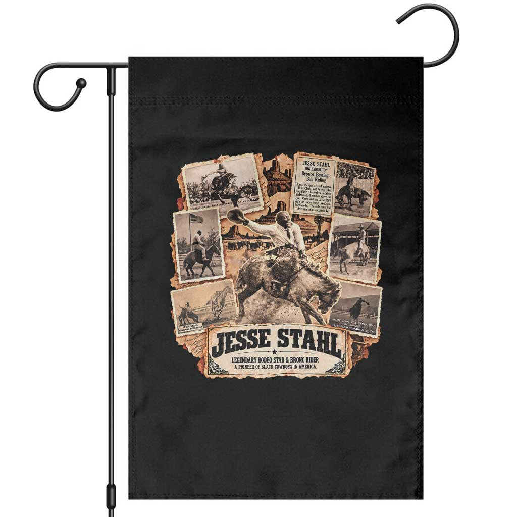 Jesse Stahl Vintage Black Cowboy Black History Month Garden Flag Legendary Rodeo Star American West