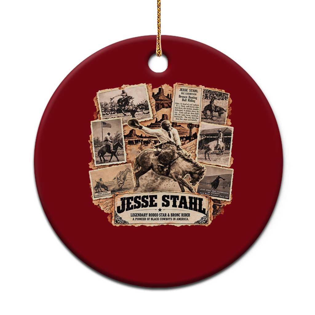 Jesse Stahl Vintage Black Cowboy Black History Month Ceramic Ornament Legendary Rodeo Star American West