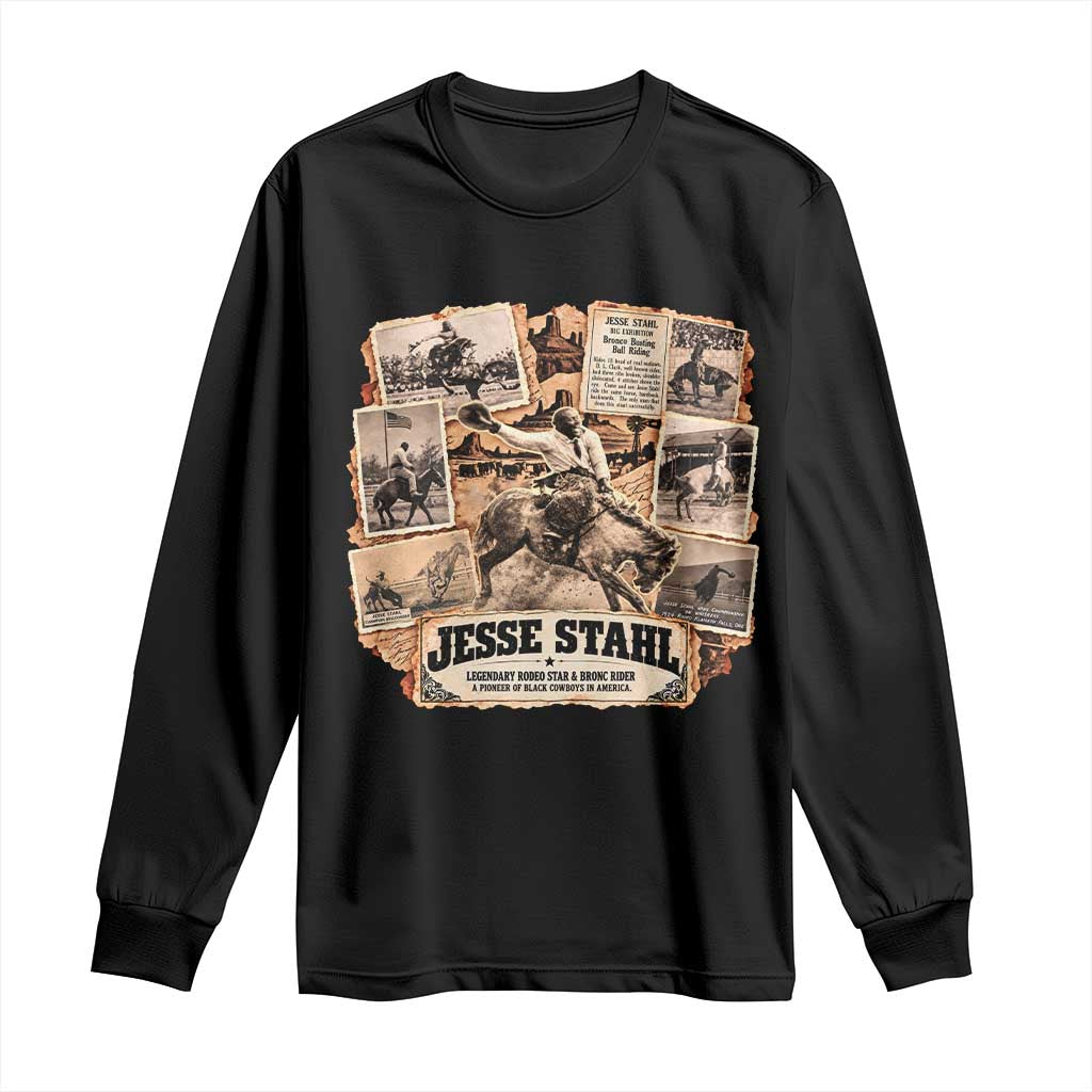 Jesse Stahl Vintage Black Cowboy Black History Month Long Sleeve Shirt Legendary Rodeo Star American West