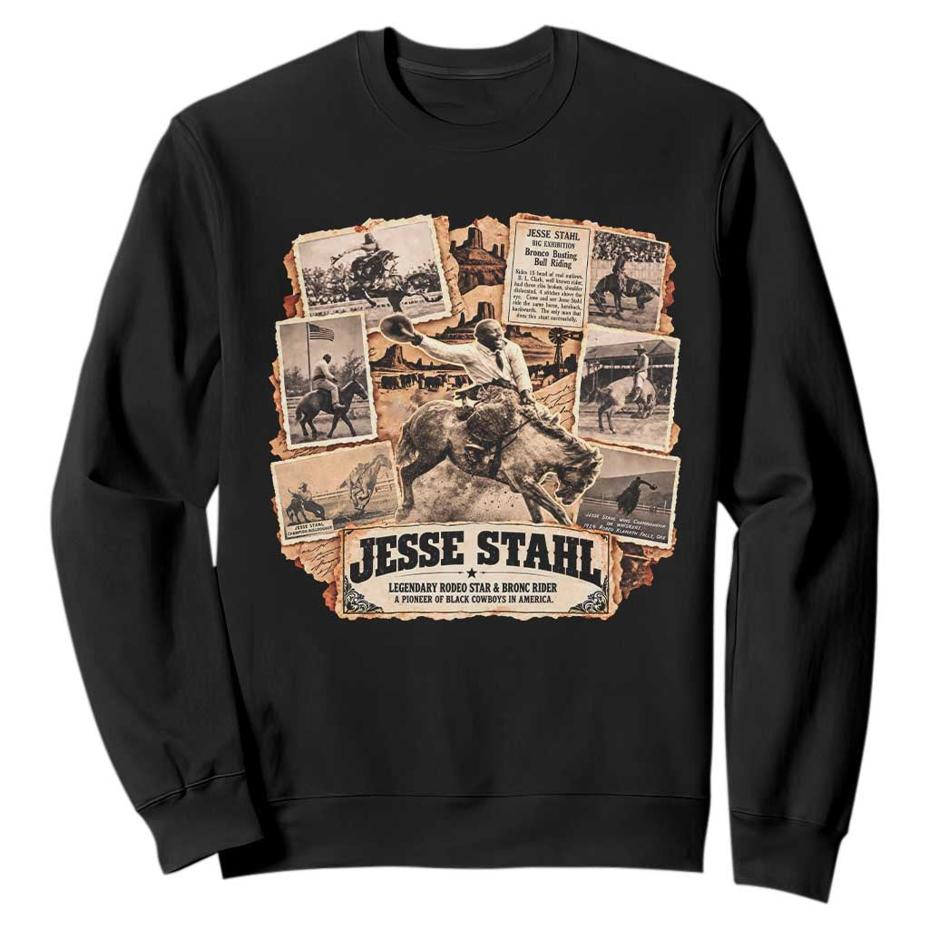 Jesse Stahl Vintage Black Cowboy Black History Month Sweatshirt Legendary Rodeo Star American West