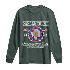 President Donald Trump Inauguration Day 2025 Memorabilia Long Sleeve Shirt TS10 Dark Forest Green Print Your Wear