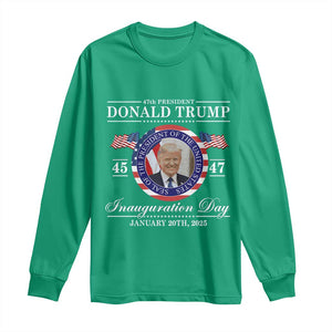 President Donald Trump Inauguration Day 2025 Memorabilia Long Sleeve Shirt TS10 Irish Green Print Your Wear