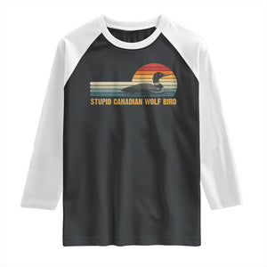 Stupid Canadian Wolf Bird Raglan Shirt Retro LGBT Hockey Fan TS10 Black White Print Your Wear