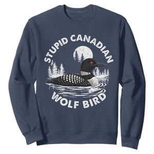Stupid Canadian Wolf Bird Sweatshirt Sarcastic LGBT Hockey Fan TS10 Navy Print Your Wear