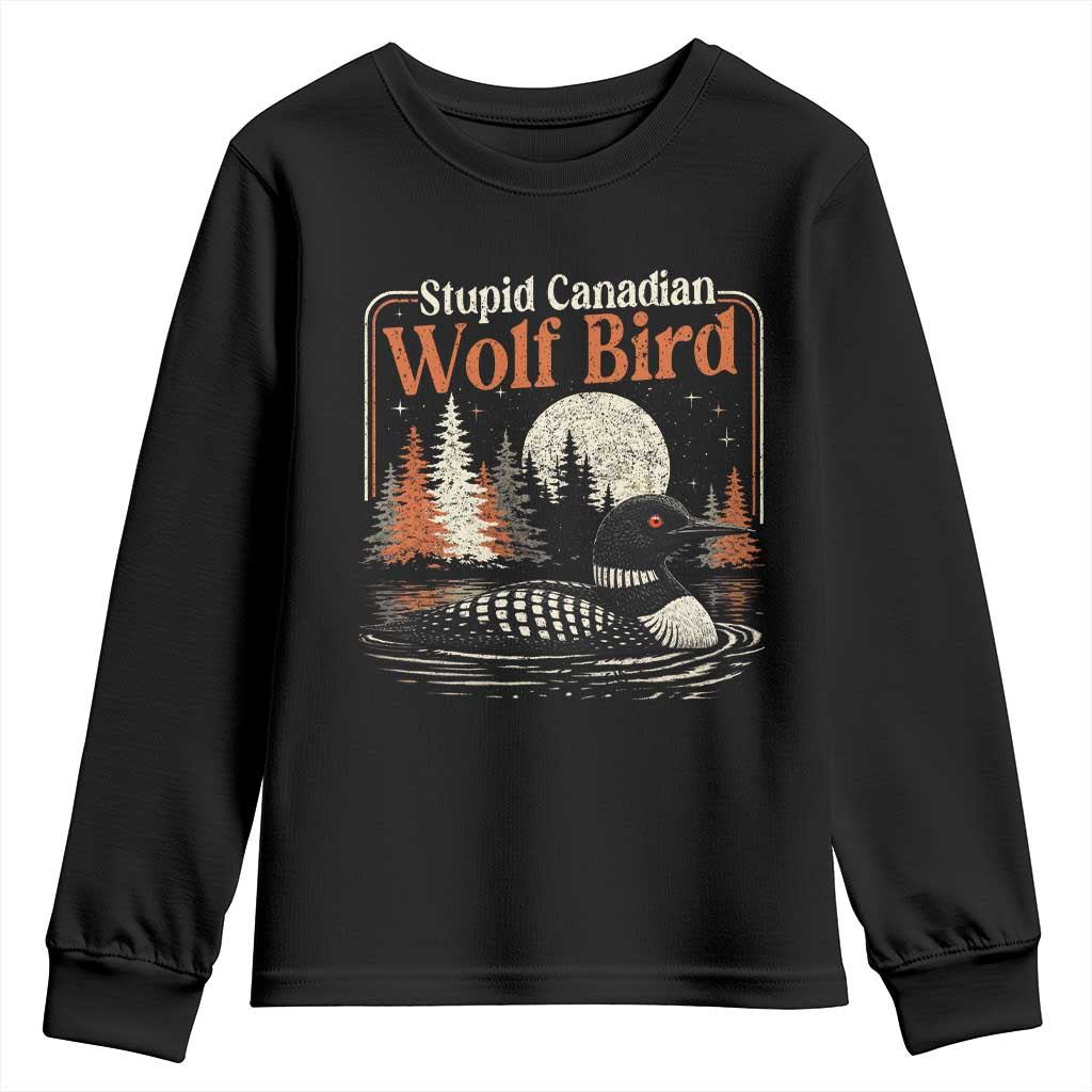 Stupid Canadian Wolf Bird Youth Sweatshirt Retro LGBT Hockey Fan Romance TS10 Black Print Your Wear