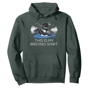 Funny Birding Hoodie Loon Bird Watching TS10 Dark Forest Green Print Your Wear