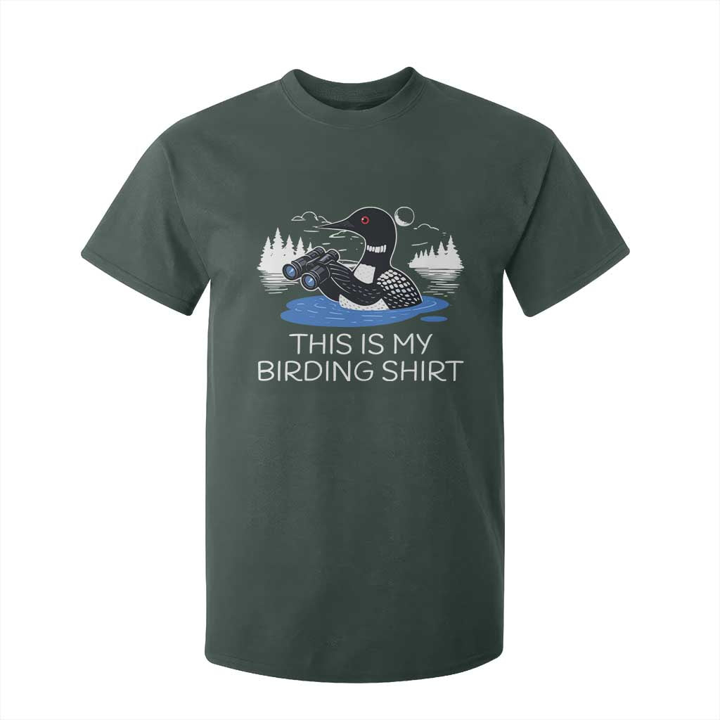 Funny Birding T Shirt For Kid Loon Bird Watching TS10 Dark Forest Green Print Your Wear