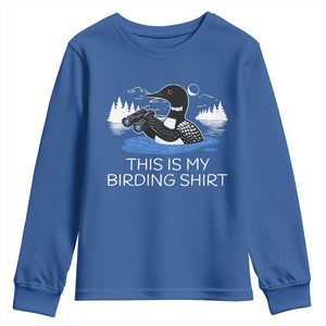 Funny Birding Youth Sweatshirt Loon Bird Watching TS10 Royal Blue Print Your Wear