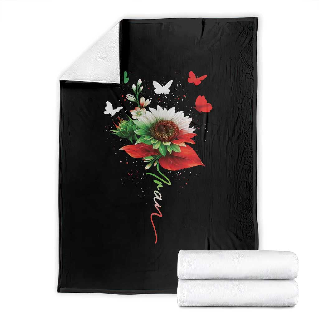 Iran Throw Blanket Free Iran Protest Sunflower Flag TS10 Black Print Your Wear