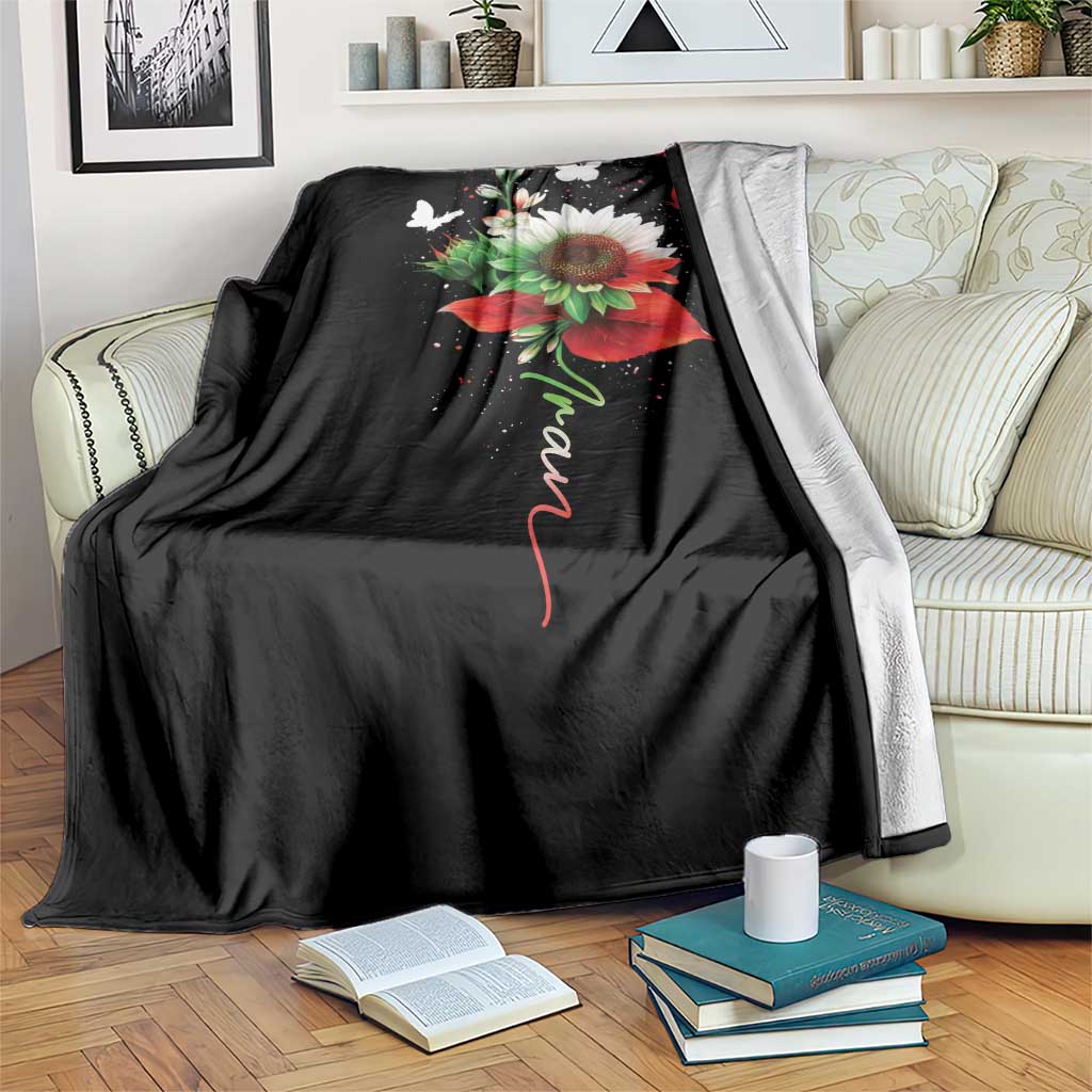 Iran Throw Blanket Free Iran Protest Sunflower Flag TS10 Print Your Wear