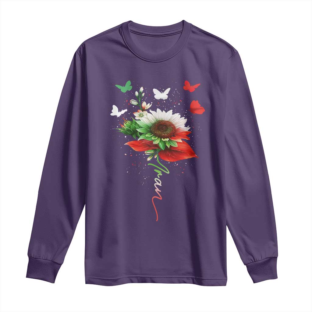 Iran Long Sleeve Shirt Free Iran Protest Sunflower Flag TS10 Purple Print Your Wear