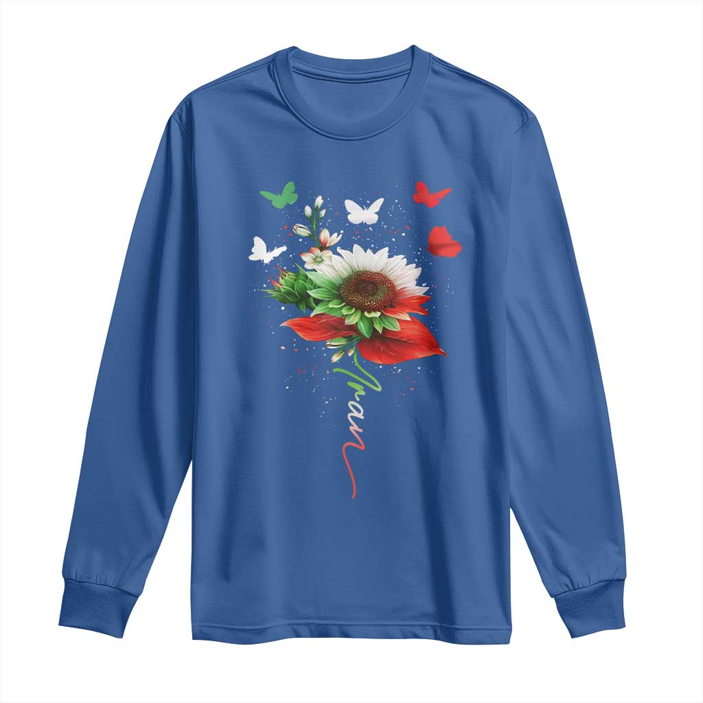 Iran Long Sleeve Shirt Free Iran Protest Sunflower Flag TS10 Royal Blue Print Your Wear