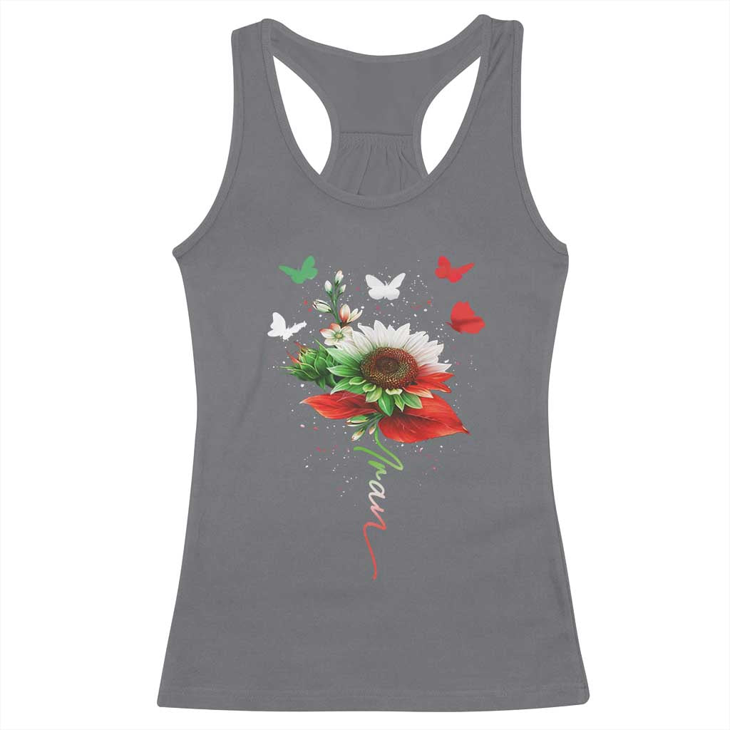 Iran Racerback Tank Top Free Iran Protest Sunflower Flag TS10 Charcoal Print Your Wear