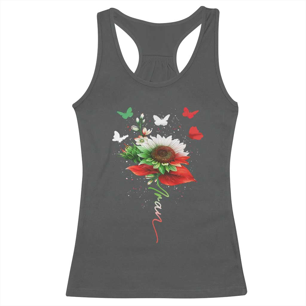 Iran Racerback Tank Top Free Iran Protest Sunflower Flag TS10 Dark Heather Print Your Wear