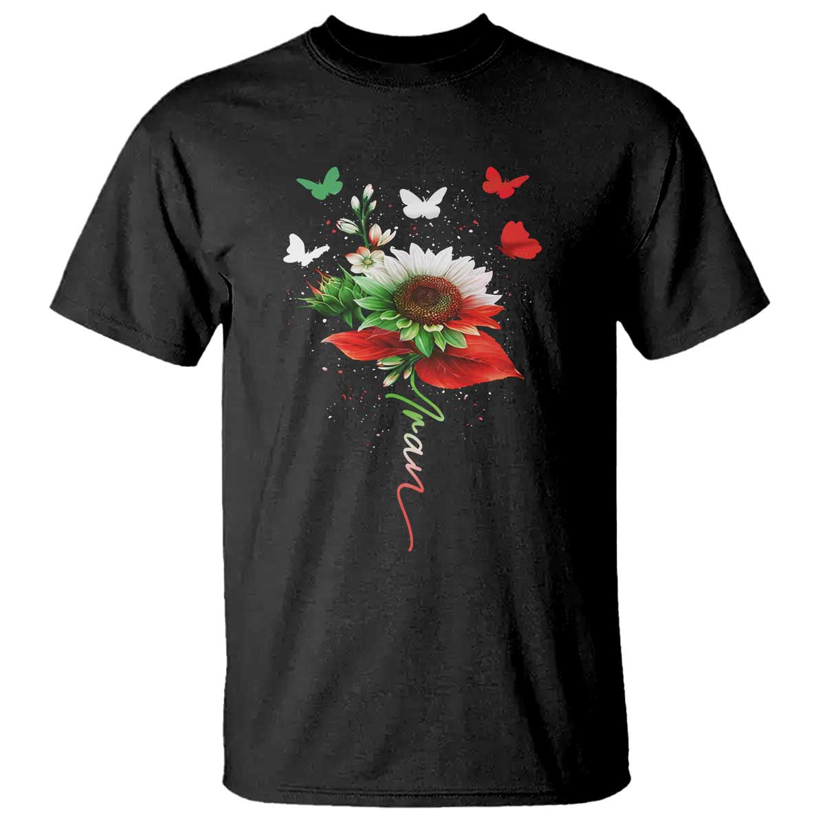 Iran T Shirt Free Iran Protest Sunflower Flag TS10 Black Print Your Wear