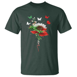 Iran T Shirt Free Iran Protest Sunflower Flag TS10 Dark Forest Green Print Your Wear
