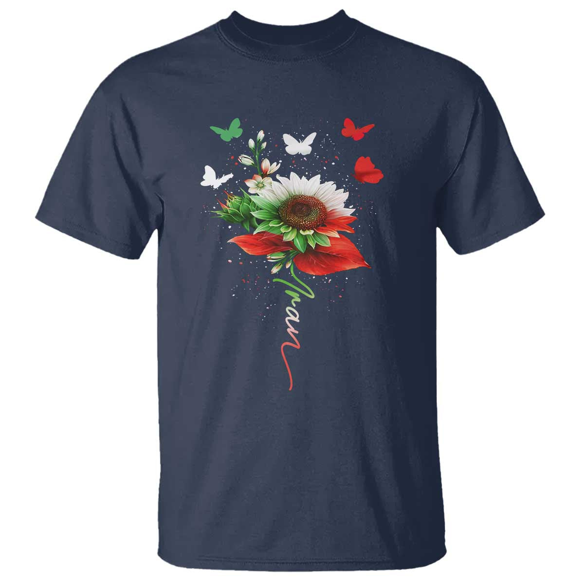 Iran T Shirt Free Iran Protest Sunflower Flag TS10 Navy Print Your Wear