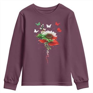 Iran Youth Sweatshirt Free Iran Protest Sunflower Flag TS10 Maroon Print Your Wear