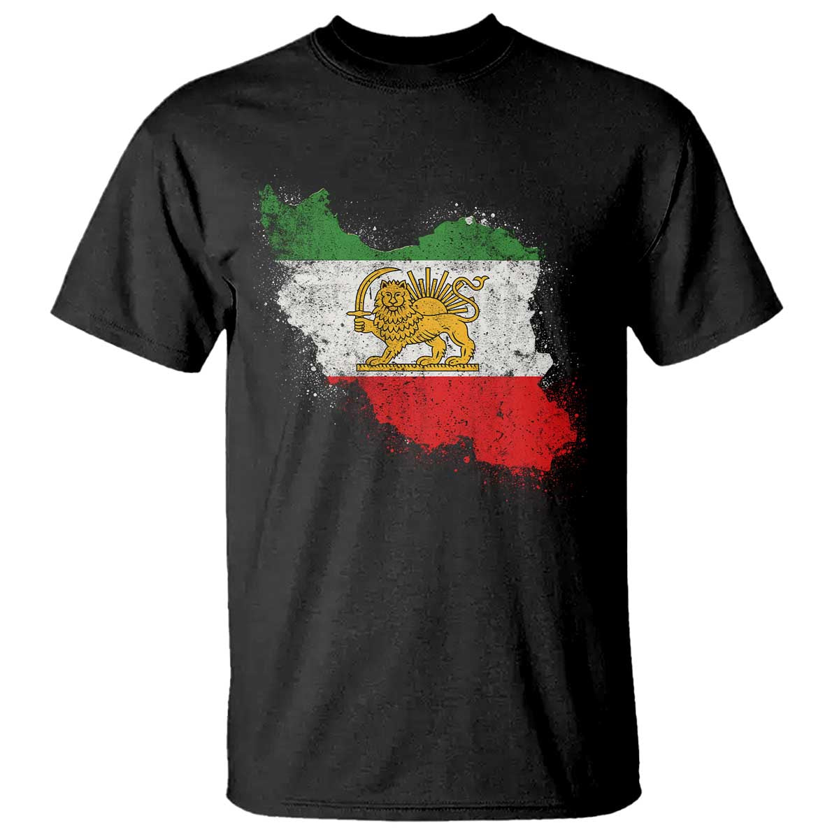 Lion and Sun Iran T Shirt Shir o Khorshid Retro Vintage Watercolors Iran Flag TS10 Black Print Your Wear