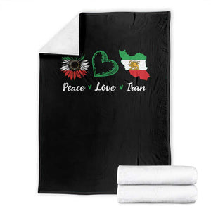 Peace Love Iran Throw Blanket Sunflower Flag TS10 Black Print Your Wear