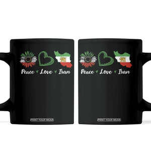 Peace Love Iran Coffee Mug Sunflower Flag TS10 Black Print Your Wear