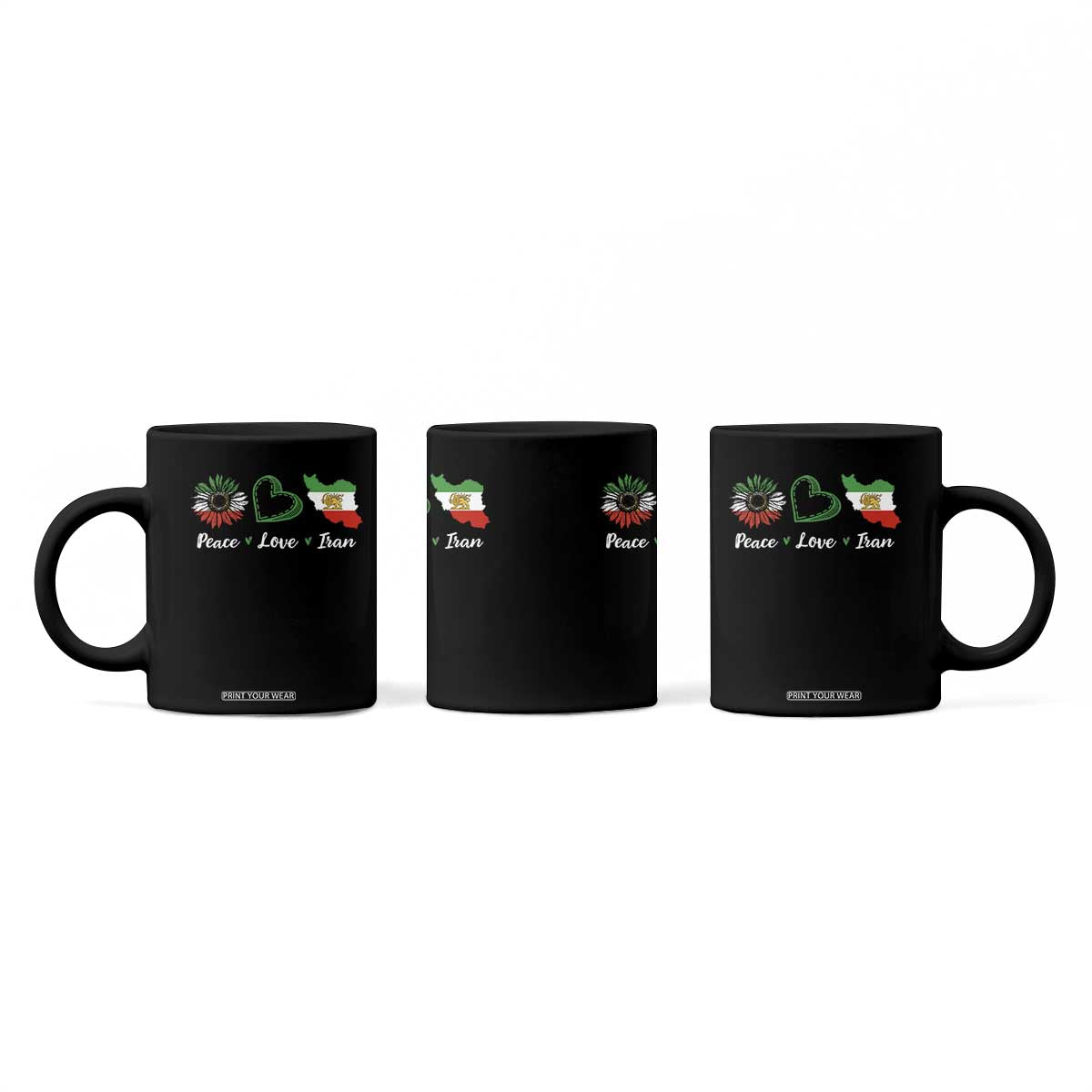 Peace Love Iran Coffee Mug Sunflower Flag TS10 Print Your Wear