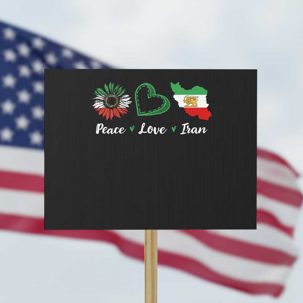 Peace Love Iran Protest Sign Sunflower Flag TS10 Horizontal 18