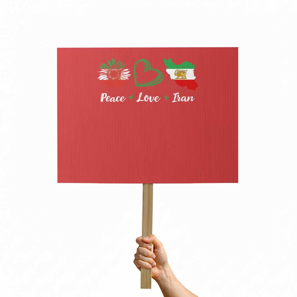 Peace Love Iran Protest Sign Sunflower Flag TS10 Horizontal 18