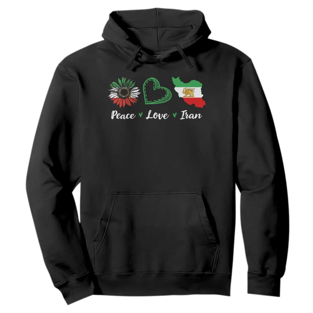 Peace Love Iran Hoodie Sunflower Flag TS10 Black Print Your Wear