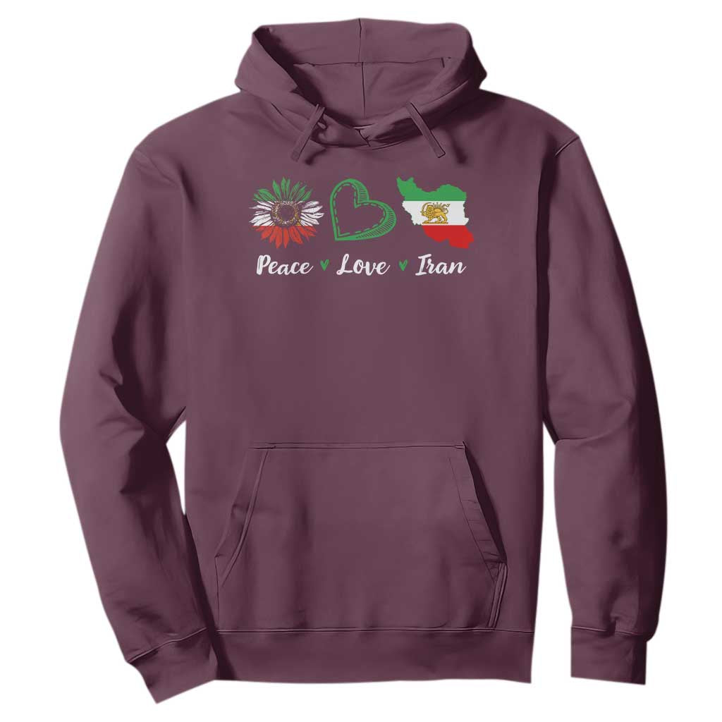 Peace Love Iran Hoodie Sunflower Flag TS10 Maroon Print Your Wear