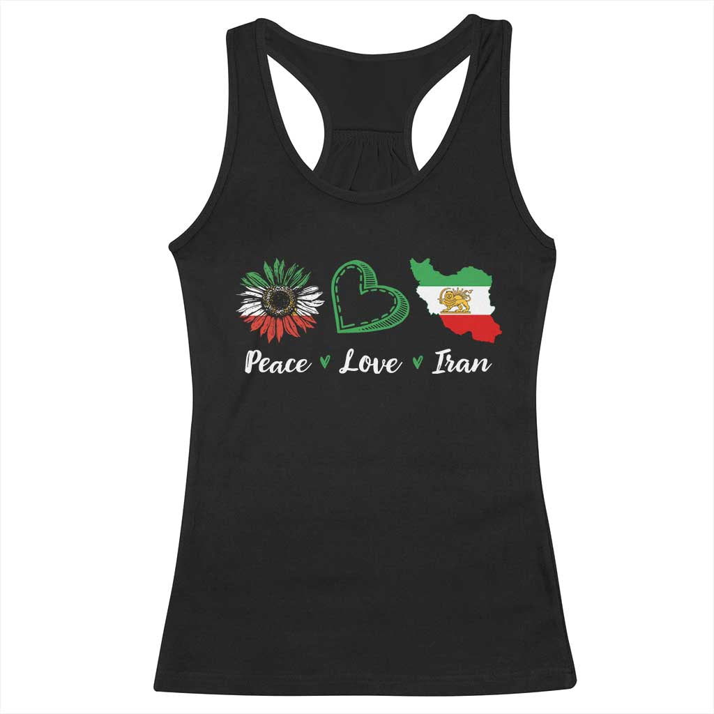 Peace Love Iran Racerback Tank Top Sunflower Flag TS10 Black Print Your Wear