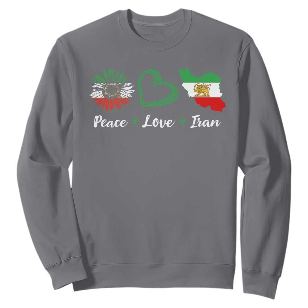 Peace Love Iran Sweatshirt Sunflower Flag TS10 Charcoal Print Your Wear