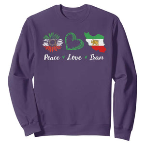Peace Love Iran Sweatshirt Sunflower Flag TS10 Purple Print Your Wear