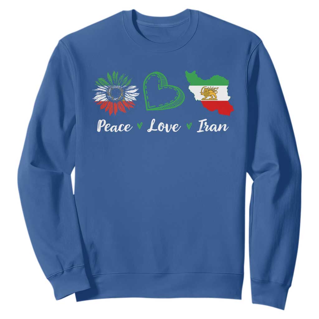 Peace Love Iran Sweatshirt Sunflower Flag TS10 Royal Blue Print Your Wear