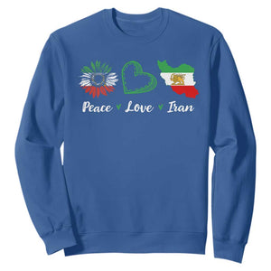 Peace Love Iran Sweatshirt Sunflower Flag TS10 Royal Blue Print Your Wear