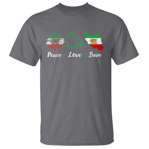 Peace Love Iran T Shirt Sunflower Flag TS10 Charcoal Print Your Wear