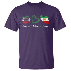 Peace Love Iran T Shirt Sunflower Flag TS10 Purple Print Your Wear