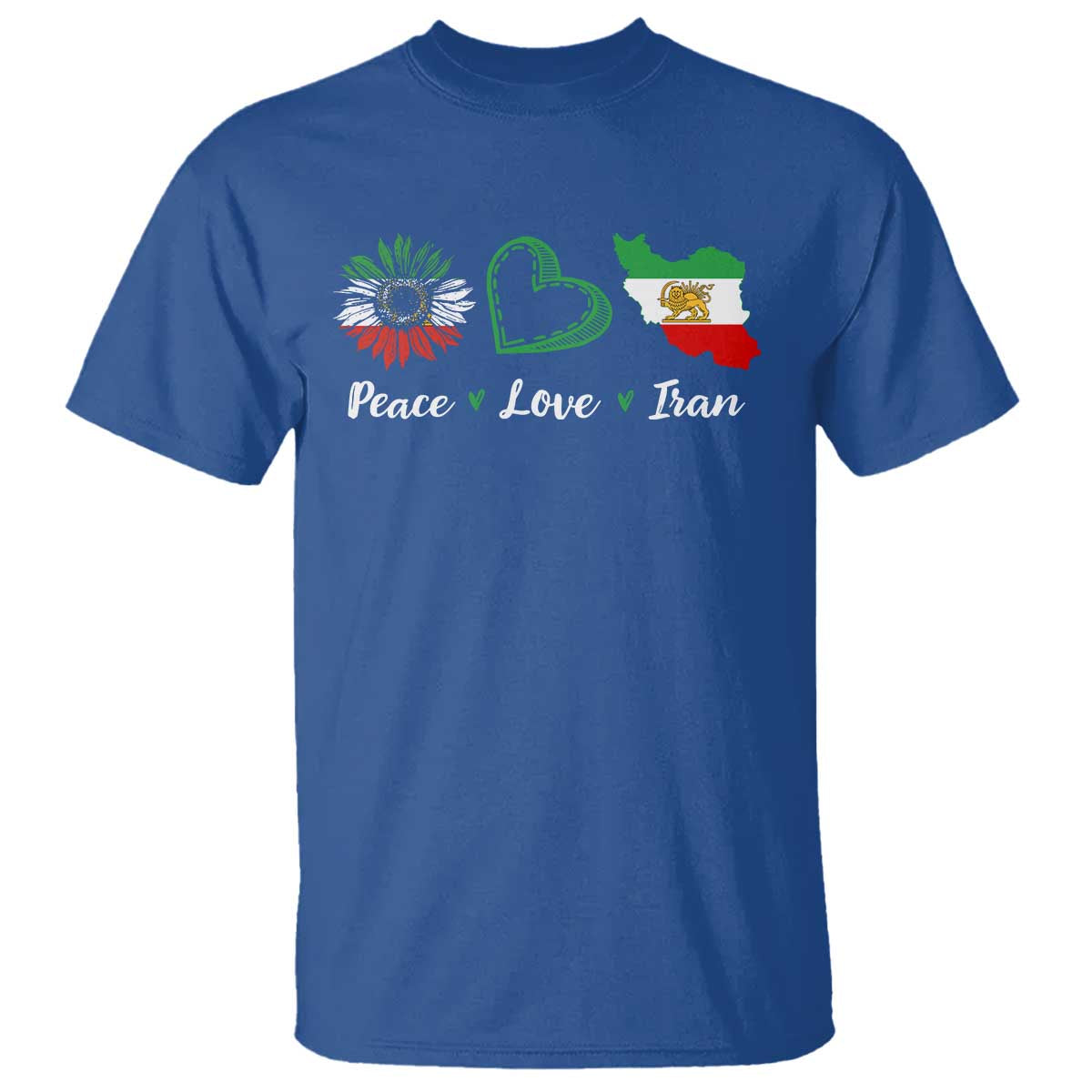 Peace Love Iran T Shirt Sunflower Flag TS10 Royal Blue Print Your Wear