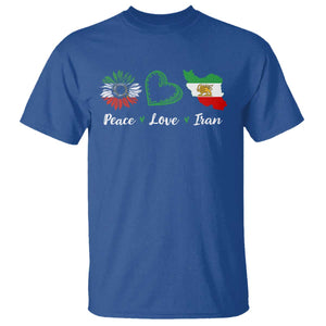 Peace Love Iran T Shirt Sunflower Flag TS10 Royal Blue Print Your Wear