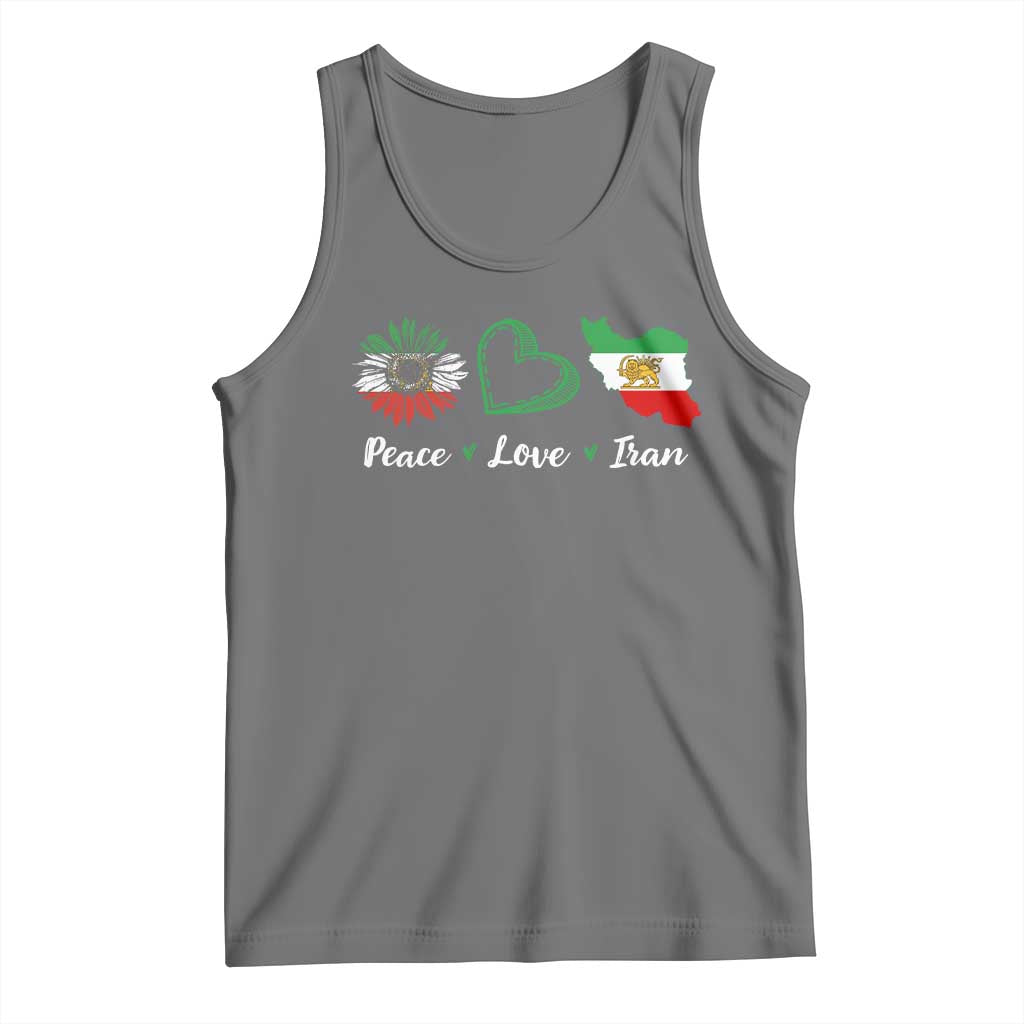 Peace Love Iran Tank Top Sunflower Flag TS10 Black Heather Print Your Wear