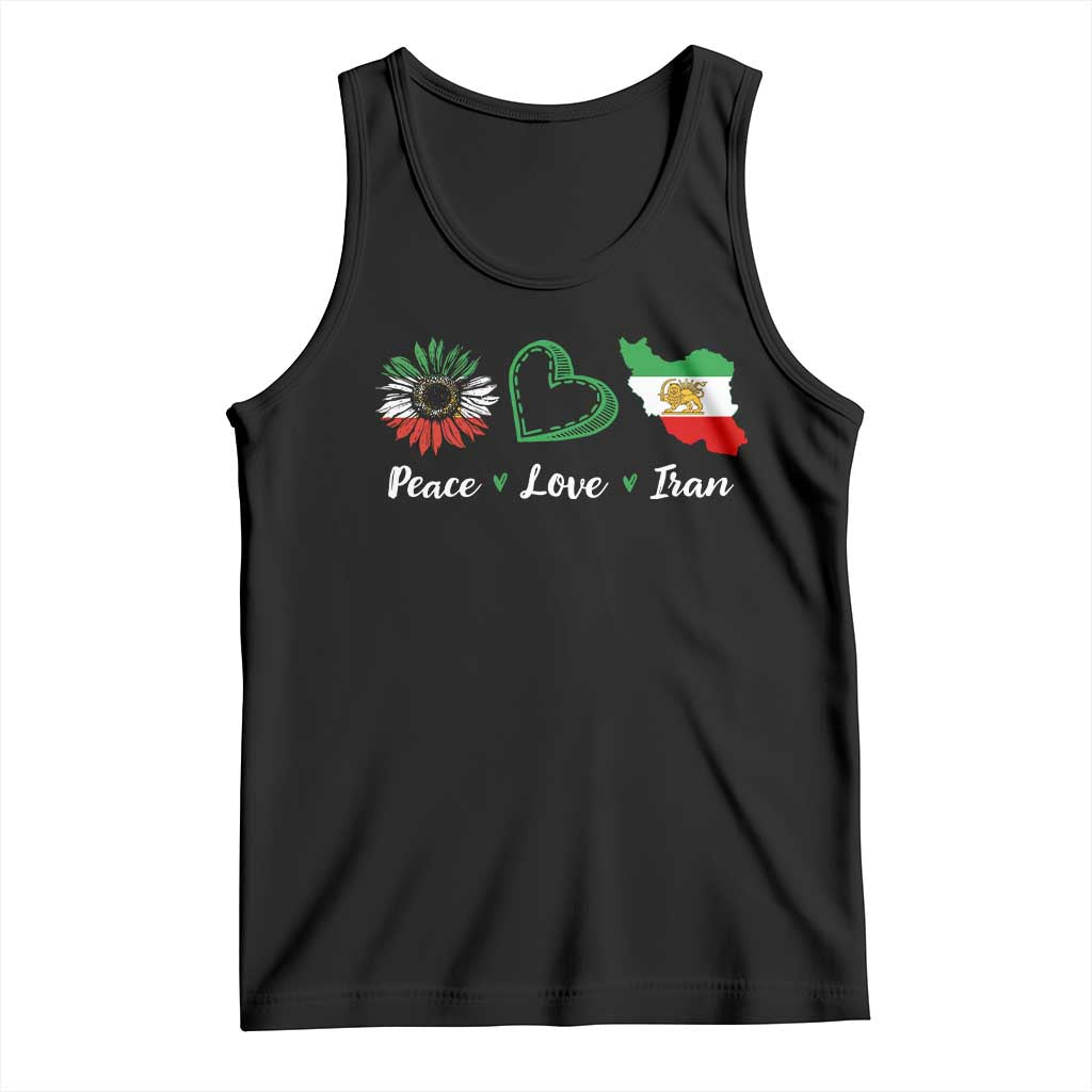 Peace Love Iran Tank Top Sunflower Flag TS10 Black Print Your Wear
