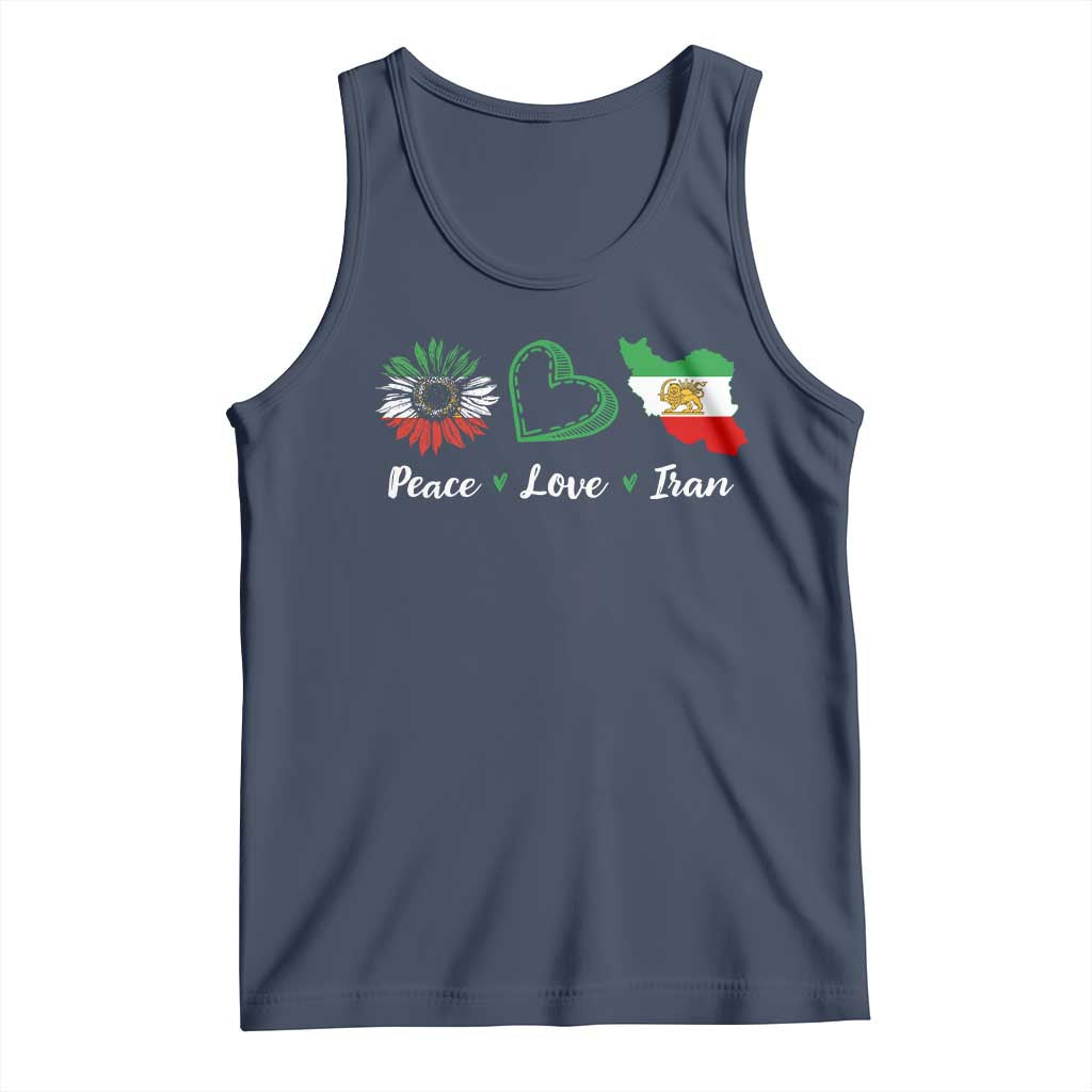Peace Love Iran Tank Top Sunflower Flag TS10 Navy Print Your Wear