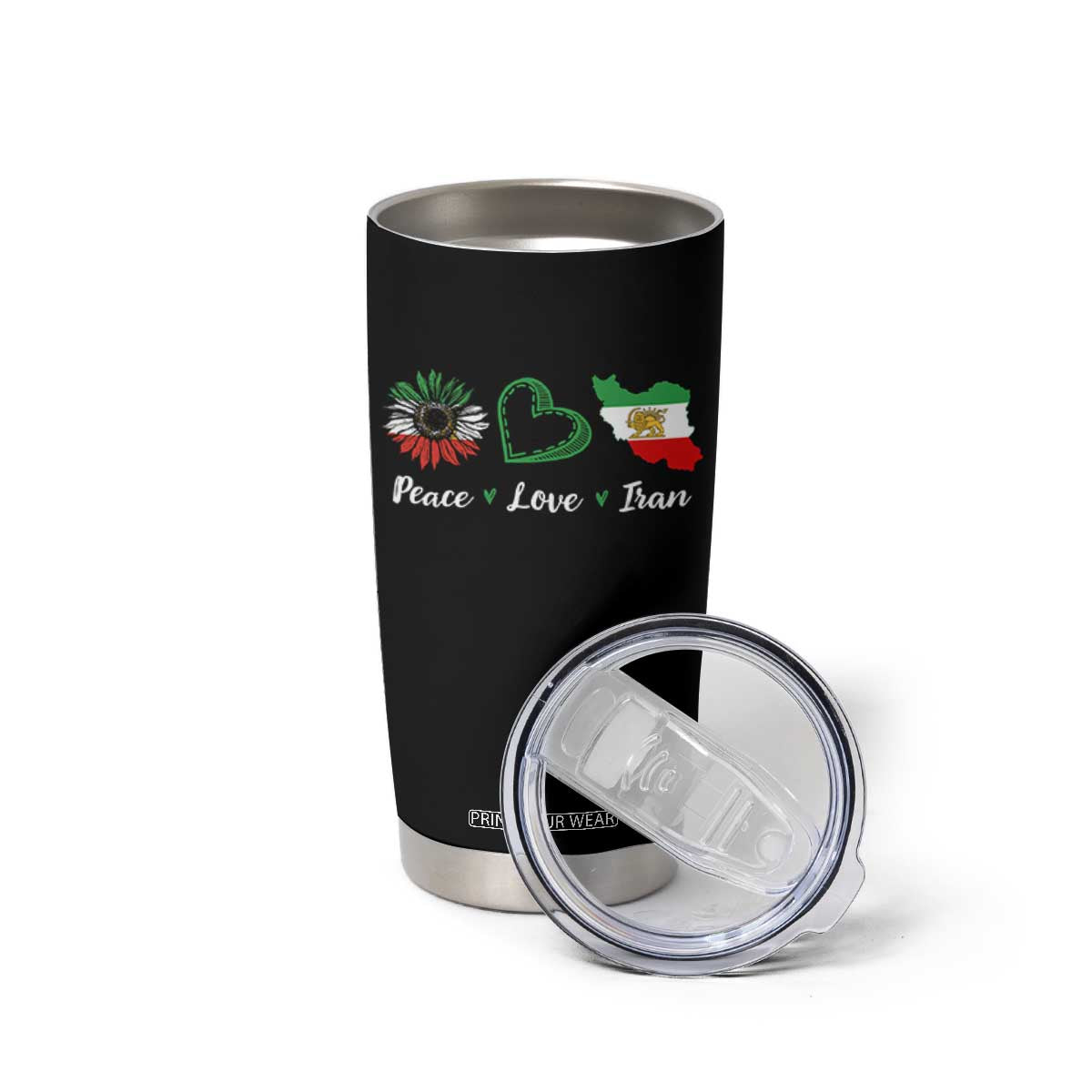 Peace Love Iran Tumbler Cup Sunflower Flag TS10 Print Your Wear