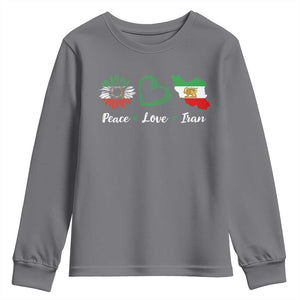 Peace Love Iran Youth Sweatshirt Sunflower Flag TS10 Charcoal Print Your Wear